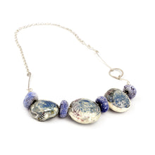 Load image into Gallery viewer, Blue and Mauve Beaded Silver necklace