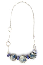 Load image into Gallery viewer, Blue and Mauve Beaded Silver necklace