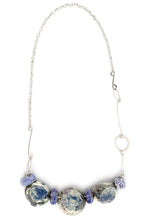 Load image into Gallery viewer, Blue and Mauve Beaded Silver necklace