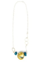 Load image into Gallery viewer, Sandy Shell and Turquoise Bead Silver necklace