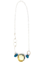 Load image into Gallery viewer, Sandy Shell and Turquoise Bead Silver necklace