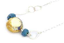 Load image into Gallery viewer, Sandy Shell and Turquoise Bead Silver necklace