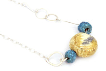 Load image into Gallery viewer, Sandy Shell and Turquoise Bead Silver necklace