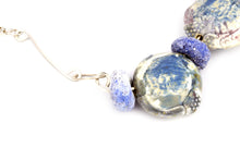 Load image into Gallery viewer, Blue and Mauve Beaded Silver necklace
