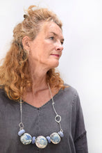 Load image into Gallery viewer, Blue and Mauve Beaded Silver necklace