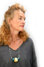 Load image into Gallery viewer, Sandy Shell and Turquoise Bead Silver necklace