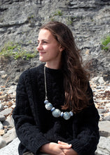 Load image into Gallery viewer, Blue and Mauve Beaded Silver necklace