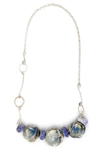 Load image into Gallery viewer, Blue and Mauve Beaded Silver necklace
