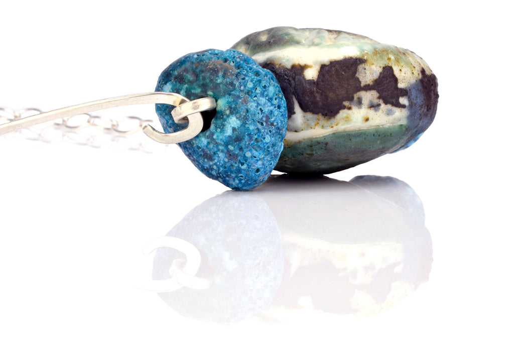 Sea Greeny Shell bead eco-silver necklace